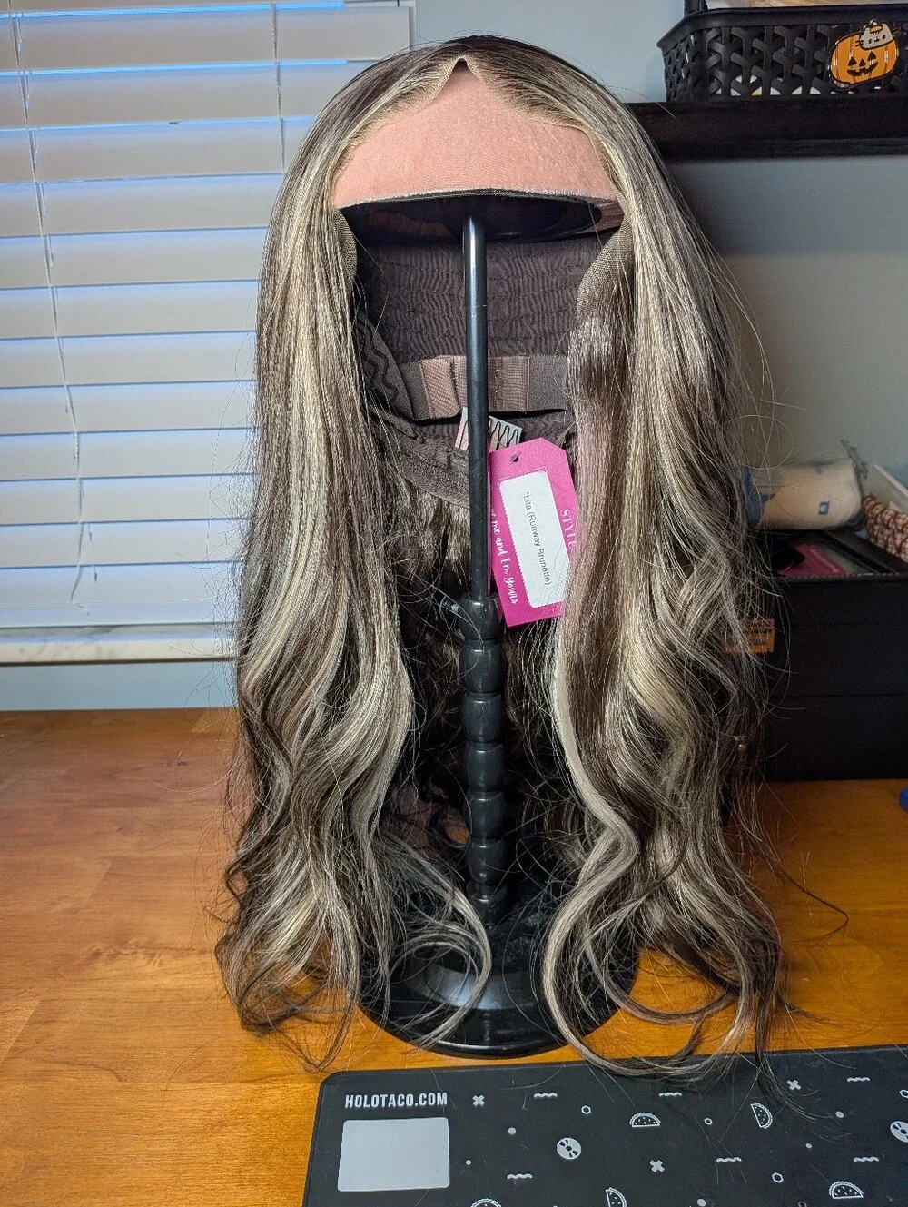 Premium Long Layered Wig with Blonde Highlights - Neutral Brown